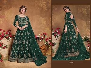 Robe en tissu à filet de travail brodé pour femmes, qualité lourde, avec paillettes et broderie, pour dames, tenue de soirée, style anarkali - Product Image 4