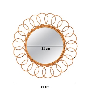 Espejo de Ratán Natural Hecho a Mano Más Vendido en Vietnam, Decoración de Pared Personalizada, Espejo Redondo para Decoración de Sala de Estar - Product Image 2