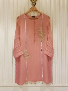 LATEST----STYLISH-EMBROIDERY---KURTA WITH <b>PANT</b> FOR Party-wear-dress with applique work for Party/ Wedding =2021. - Product Image 2