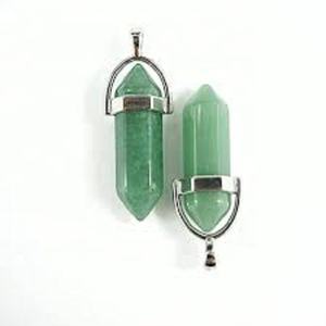 High quality crystal Pendant green jade double point Pendant Healing Stone <b>Pencil</b> Crystal Necklace Wholesaler - Product Image 2