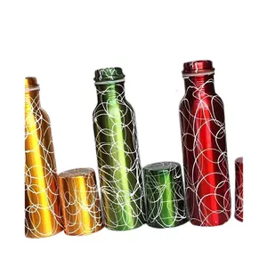 Set 3 botol air desain unik buatan tangan bentuk kustom botol air tembaga dengan kacamata untuk dijual