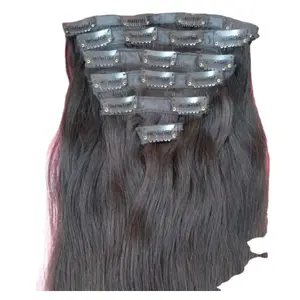 Cheapest Price Raw Indian Unprocessed Virgin 18 Inch Remy Clip Dark Brown Hair Form Oriental Hairs For Women Wholesale Prices