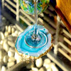 Posavasos de Ágata Natural Pulida en Forma de Rodaja |   Juego de Posavasos de Piedra Geodésica de Cristal |   Posavasos Decorativos para Mesa, Juego de Posavasos para Decoración del Hogar, Regalo - Product Image 3