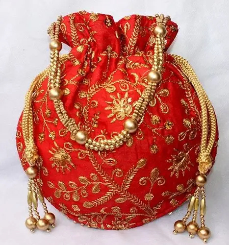 Beautiful-- UNIQUE HANDMADE POTLI BAGS EMBELLISHED WITH CRYSTAL GLASS BEADS STONE PEARL WORK-2021