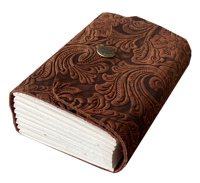 Journal relié vintage fleurs de jardin antiques en relief couleur marron cahier en cuir véritable journal en papier vierge journal
