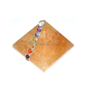 Yellow Aventurine Pyramid With Chakra Cabs :Online Gemstone Pyramids - Product Image 1