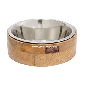 Wooden Feeding Bowl <b>For</b> <b>Pet</b> Feeding Natural Finished Custom Logo Dog Bowl <b>Pet</b> Feeder Made In India Round Shape Feeding Station - Product Image 5