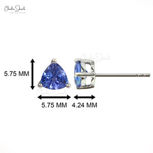 2024 Meilleure vente 1 CT bleu Tanzanite boucles d'oreilles femmes 925 argent Sterling trillion coupe pierres précieuses fabricant de bijoux perle - Product Image 2