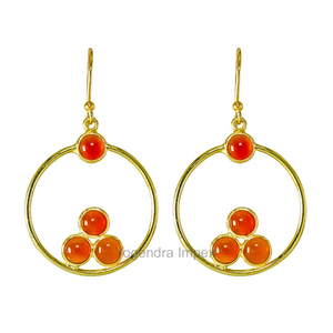 พลอยคาร์เนเลี่ยนธรรมชาติเกรด925ต่างหูเงินสเตอร์ลิงต่างหูโบโฮ/พลอยสีเหลืองทรงกลมต่างหูแฟชั่นแบบห้อยสำหรับผู้หญิง - Product Image 1