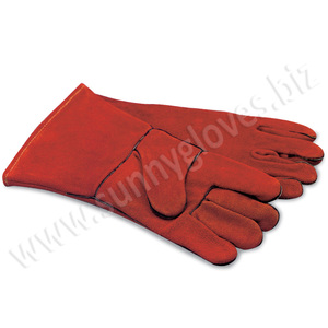 Size 14" Long Cow Split Leather Grey Color Full Lining Working Welding Safety Hand Gloves - Product Image 1