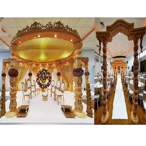<b>Classy</b> Hindu Wedding Ceremony Wooden Mandap Ravishing Round Wooden Mandap for Weddings <b>Top</b> Indian Wedding Wood Mandaps Design UK - Product Image 1