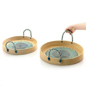 Bandeja de servicio de algas marinas de bambú hilado multicolor de alta calidad, tamaño personalizado, almacenamiento de cocina, bandeja de madera, acrílico de ratán hecho en Vietnam - Product Image 6