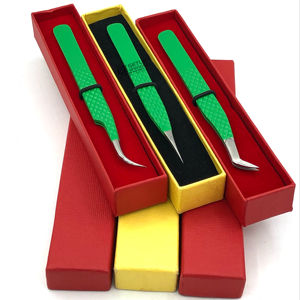 Haute qualité russe Volume céleri poudre revêtement cils pince à épiler en acier inoxydable incurvé Anti-magnétique antistatique 10mm longueur - Product Image 1