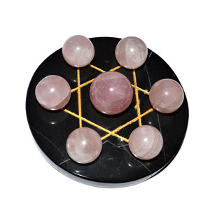 Black Agate With Rose Quartz Ball Set - Product Image 1