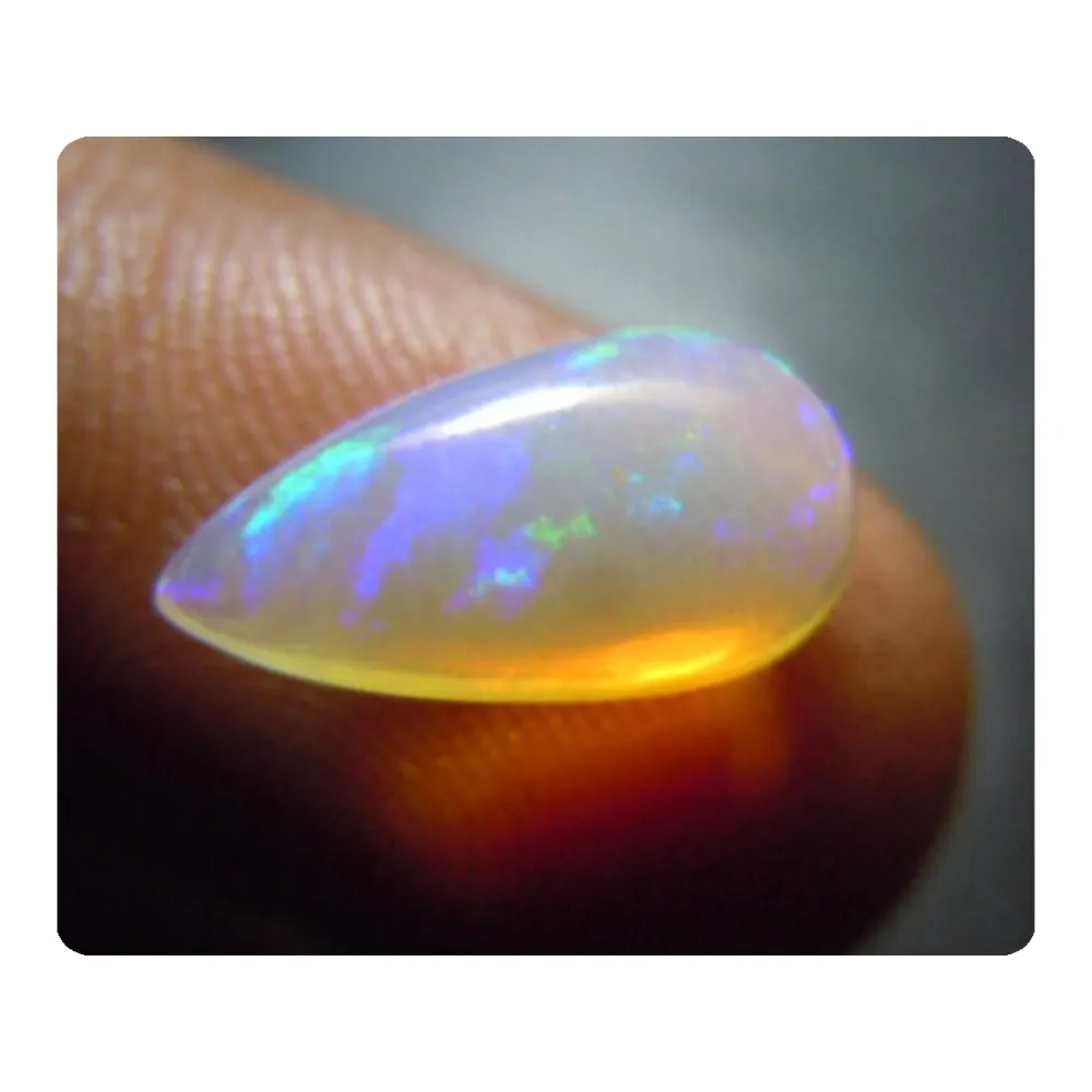 Fabriek Prijs Natuurlijke Volledige Flashy Peervorm Opaal Edelsteen Ethiopische Opal Cabochon Fabrikant