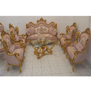 Ensemble de canapés de salon en teck massif de style européen moderne, luxe classique, design russe - Product Image 1