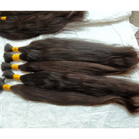 Venta al por mayor extensiones de cabello a granel 100% sedoso liso ondulado rizado visón crudo sin procesar pelo indio virgen a granel, pelo de templo indio