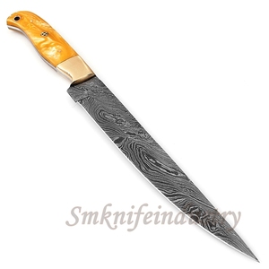 Custom Hand Forged Damascus Fillet knife With leather Sheath cover (smk1595) - Product Image 2
