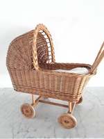 Antique Rotin Poupée Poussette Landau