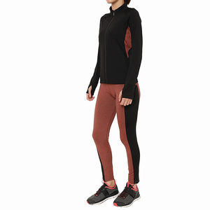 Survêtement à couleurs contrastées pour femmes, 2 pièces, en molleton, tenue de sport, vente en gros - Product Image 3