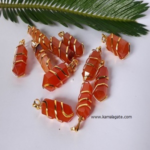 พลอยคาร์เนเลี่ยนสีแดงดีไซน์นำโชคแนวการเดินเรือแบบนำเทรนด์ขดลวดเงินประดับอัญมณีแกะสลักคริสตัล - Product Image 2