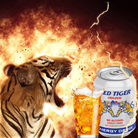 Boisson énergisante Red Tiger de qualité supérieure, marque OEM, infusée à la taurine, faible en glucides, sans sucre et certifiée Halal