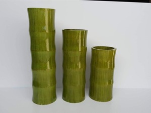 Vase en bambou naturel à laque, modèle massif 99, données en or - Product Image 2