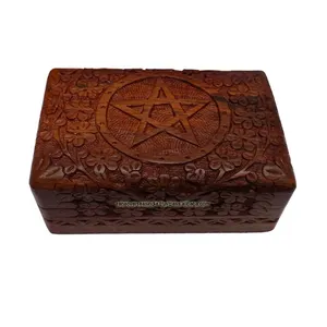 Pentagramm Schmuck Schmuck Holz Lagerung Organizer Box in rechteckiger Form für Mädchen Juwelen
