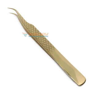 Pince à épiler TEEJAY ELT-432 Plasma Gold J Courbée pour Volume et Isolation avec Embout Ultra Fin et Prise Diamantée pour une Précision Parfaite des Cils - Product Image 1