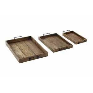 Factory Direct Natural Wood Serving Tray Manufacturer Handmade Design Wooden Serving Tray from India