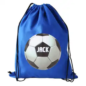 Футбольная сумка для мальчиков, Полиэстеровая хлопчатобумажная сумка на шнурке с индивидуальным логотипом, многоразовая Полиэстеровая Сумка-тоут
