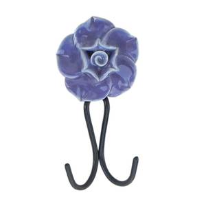Handmade Traditional Purple Ceramic Rose <b>Wall</b> Hangers Hooks Reusable Utility <b>Keys</b> <b>Holders</b> Hat Bags Clothes Heavy Duty - Product Image 1