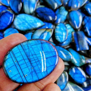 Quyanre — pneu de vélo taille Labradorite naturelle, mousse de lumière flash bleue, lisse par lot de Cabochon, imperméable - Product Image 4