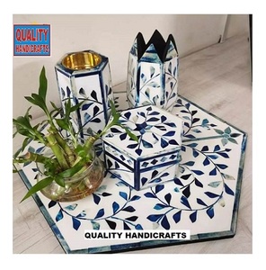 ชุดถาดเตาบาคูหรือฝังมุกสีฟ้าสำหรับตกแต่งบ้าน - Product Image 1