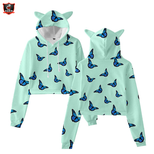 Nuovo Design felpe con cappuccio ragazze Croptop felpe con cappuccio Pullover 100% cotone Oversize <span class=keywords><strong>felpa</strong></span> con cappuccio donne Oversize Crop felpe con cappuccio - Product Image 6