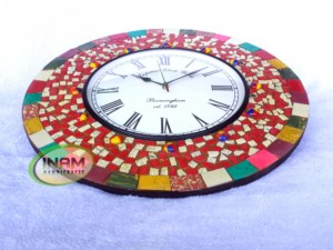 Horloge murale analogique artisanale design et tendance avec marbre multicolore, design élégant par INAM HANDICRAFTS - Product Image 4