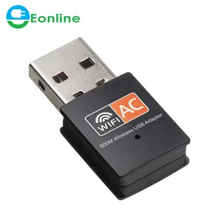 Eonline 600mbps usb placa de rede sem fio, 2.4ghz + 5ghz banda de frequência dupla mini usb wifi adaptador ampla compatível para pc portátil
