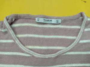 Pull décontracté à rayures roses et blanches pour femme, haut à manches longues et col rond, en coton, à la mode, 2020 - Product Image 5