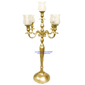 Fiesta y boda Decoración Mesa de comedor Centro de mesa Aluminio Oro Acabado Hecho a mano T Light Portavelas - Product Image 4