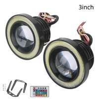 PUERXIN Décorations de voiture Feux antibrouillard Angel Eye COB Projecteur LED Anneau lumineux 3.0/3.5 RGB Ampoules de conduite 12V LED Angel Eyes Feux antibrouillard