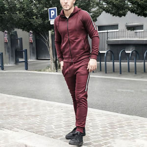 Conjunto de chándal con cremallera completa para hombre estilo europeo, chándal atlético de 2 piezas para correr para entrenamientos de invierno, chándal para hombre - Product Image 6
