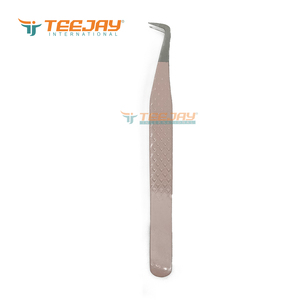 Pince à épiler TEEJAY pour extensions de cils, en acier inoxydable rose poudré, anti-magnétique, à 90 degrés, avec embout lisse - Product Image 6