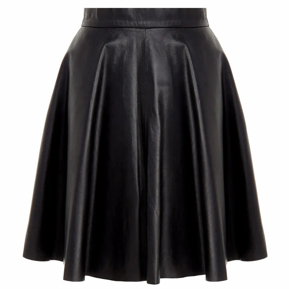 Black Leather Flare Skirt High Quality New Fashion Style Gold Sequin Women Dresses Long Skirts Casual Plain Custom Western