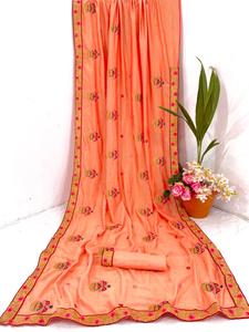 Saree mujeres usan sari con pieza de blusa y máquina de Pakistán indio India adultos lavado a máquina, soporte de limpieza en seco Ropa Étnica - Product Image 2
