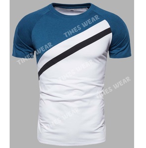 Camiseta de manga raglán personalizada para hombre, informal, de alta calidad, con Panel de contraste - Product Image 1
