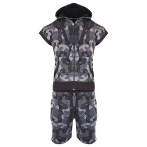 100% coton sans manches À Capuche Style Et short En Ensemble sport Survêtements Costume de Jogging - Product Image 2