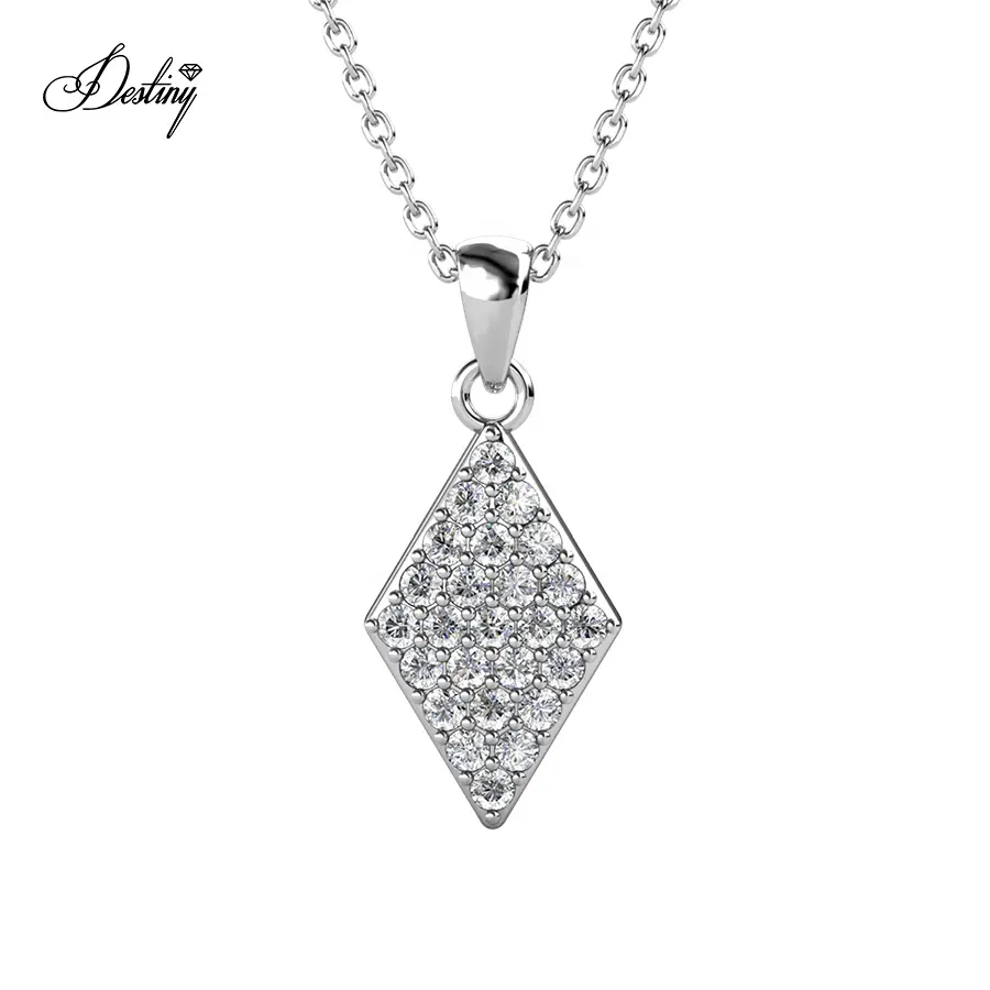 Perhiasan Takdir 2021 Penjualan Laris Bentuk Berlian Belah Ketupat Austria Liontin Kristal Geometris Perhiasan Kalung