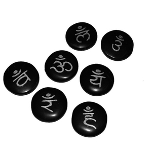 Supplier of Natural Engraved Black Jasper Chakra Sanskrit Set : Natural Engraved Black Jasper Chakra Sanskrit Set for Sale - Product Image 1