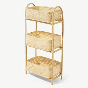 Panier de rangement à 3 niveaux, panier en rotin et en bambou naturel, vente en gros, fabriqué au Vietnam - Product Image 1