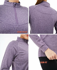 Womens Long Sleeve Sportswear Zip Pullover Tops Yoga Running Sports T-Shirts High Quality <b>Material</b> with Custom Printing Service - Product Image 5